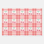Kersen op Red Plaid Gingham Pattern Inpakpapier Vel (Voorkant 2)