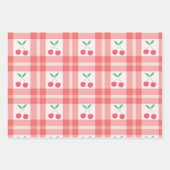 Kersen op Red Plaid Gingham Pattern Inpakpapier Vel (Voorkant)