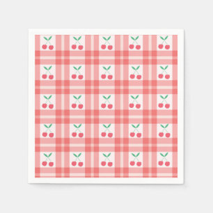 Kersen op Red Plaid Gingham Pattern Servet