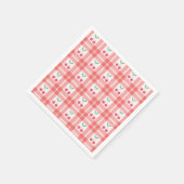 Kersen op Red Plaid Gingham Pattern Servet (Hoek)