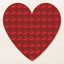 Kersen op rode Onderzetters (set van 6)