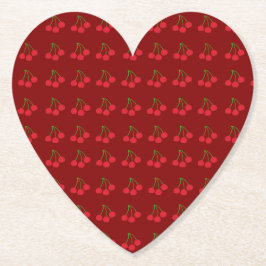 Kersen op rode Onderzetters (set van 6)