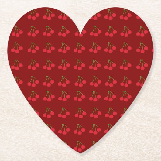 Kersen op rode Onderzetters (set van 6) (Voorkant)