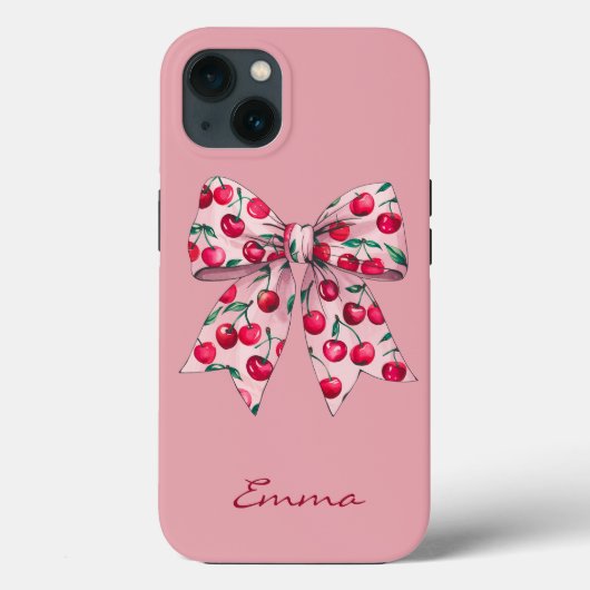 Kersen op Roze strik, Schattige, Modern, Waterverf Case-Mate iPhone Case (Achterkant)