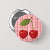 KERSEN OP STENGEL RONDE BUTTON 5,7 CM (Voorkant /achterkant)