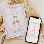 Kersen op top Baby shower Bow Kaart