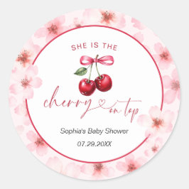 Kersen op top Baby shower Cherry Blossom Ronde Sticker
