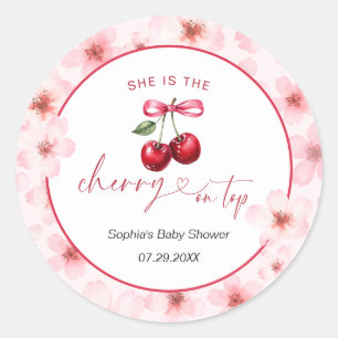 Kersen op top Baby shower Cherry Blossom Ronde Sticker