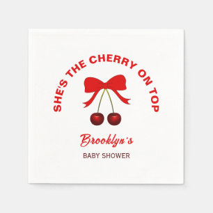 Kersen op Top Baby shower Rode Coquette Bow Girl Servet