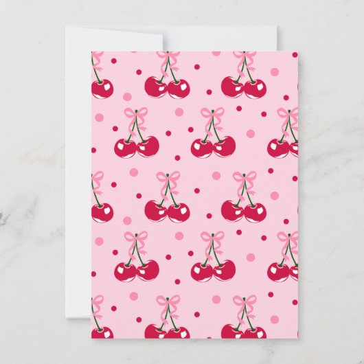 Kersen op top Baby shower roze bloesem lint Kaart (Achterkant)