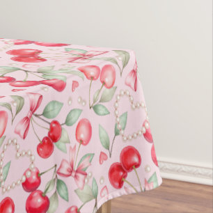 Kersen op Top Baby shower Roze Coquette Tafelkleed