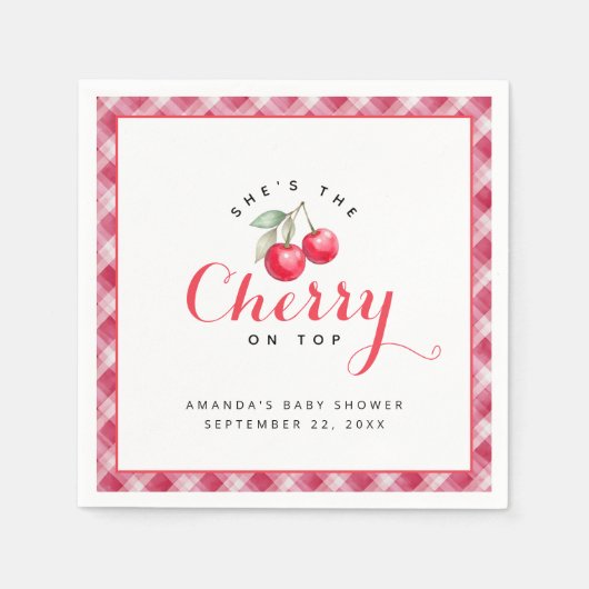 Kersen op Top Baby shower servetten (Voorkant)