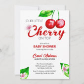 Kersen op Top Baby shower Waterverf Bloemen Kaart (Voorkant)