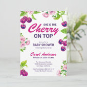 Kersen op Top Baby shower Waterverf Blossom Kaart (Staand voorkant)
