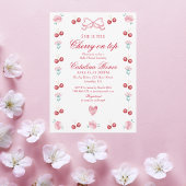 Kersen op Top Blossom Bow Rood Baby shower Kaart