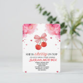 Kersen op Top Bruids Douche Uitnodiging Set Templa (Staand voorkant)