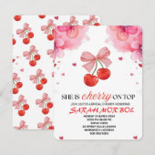 Kersen op Top Bruids Douche Uitnodiging Set Templa (Voorkant / Achterkant)