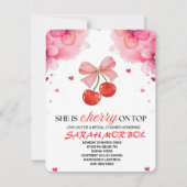 Kersen op Top Bruids Douche Uitnodiging Set Templa (Voorkant)