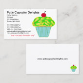 Kersen op Top Geel Groen Frosted Vanilla Cupcake Visitekaartje (Voorkant / Achterkant)