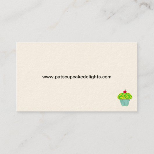 Kersen op Top Geel Groen Frosted Vanilla Cupcake Visitekaartje (Achterkant)