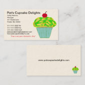 Kersen op Top Geel Groen Frosted Vanilla Cupcake Visitekaartje (Voorkant / Achterkant)