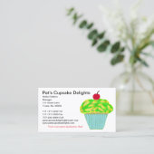 Kersen op Top Geel Groen Frosted Vanilla Cupcake Visitekaartje (Staand voorkant)