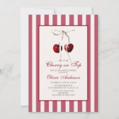 Kersen op top gestreept Vrijgezellenfeest Kaart (Voorkant)