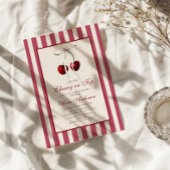 Kersen op top gestreept Vrijgezellenfeest Kaart