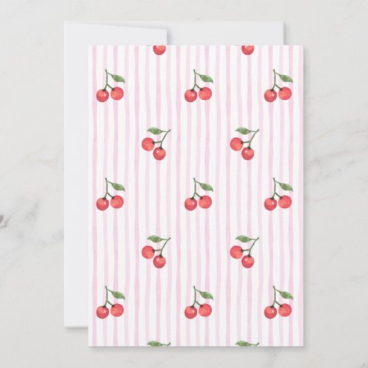 Kersen op Top Girl 1e verjaardag uitnodiging (Achterkant)