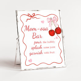Kersen op Top Roze Bow Baby shower Mom Osa Bar Poster
