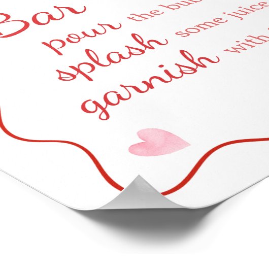 Kersen op Top Roze Bow Baby shower Mom Osa Bar Poster (Hoek)