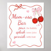Kersen op Top Roze Bow Baby shower Mom Osa Bar Poster (Voorkant)