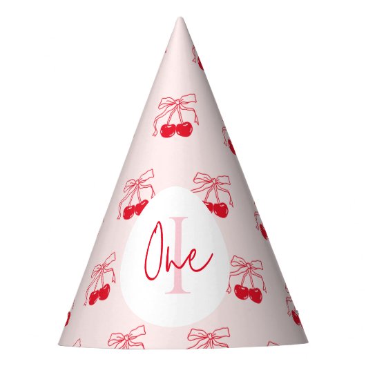 Kersen op Top Roze & Rode Kersen Verjaardagsfeest Feesthoedjes (Voorkant)