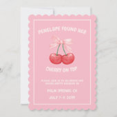 Kersen op Top Sweet Bow Bachelorette Uitnodiging (Voorkant)