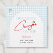 Kersen op Top Tartan Plaid Baby shower Bedankjes Labels (Voorkant)