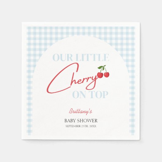 Kersen op Top Tartan Plaid Baby shower Servet (Voorkant)