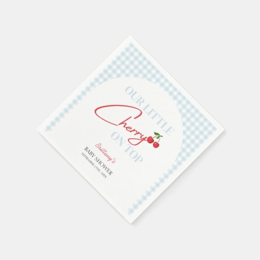 Kersen op Top Tartan Plaid Baby shower Servet (Hoek)