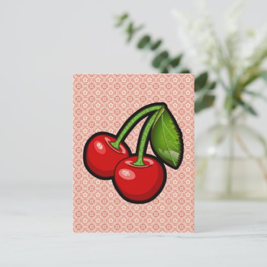 Kersen op ventilator briefkaart (Staand voorkant)