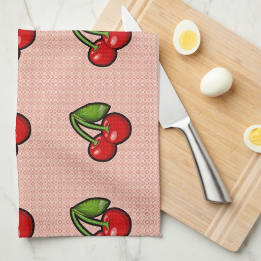 Kersen op ventilator theedoek (Quarter Fold)