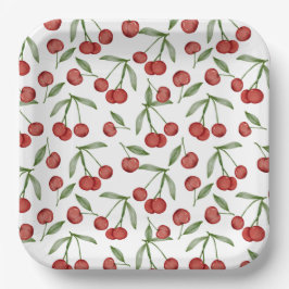 Kersen Papieren Borden, Rode Fruit Feestje Bordje
