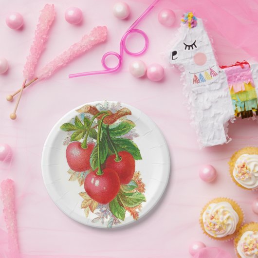 kersen papieren bordje (Feest)