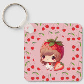 kersen Patroon Roze & Rood Sleutelhanger (Voorkant)