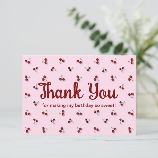 Kersen plat dank je kaart (Staand voorkant)