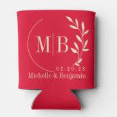 Kersen Plukken Roze Blad Trouw Monogram Blikjeskoeler (Achterkant)