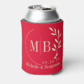 Kersen Plukken Roze Blad Trouw Monogram Blikjeskoeler (Blikje Achterkant)