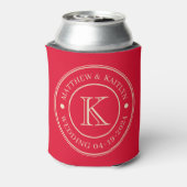 Kersen Plukken Roze Trouw Monogram Blikjeskoeler (Blikje Achterkant)