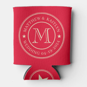 Kersen Plukken Roze Trouw Monogram Ster Blikjeskoeler