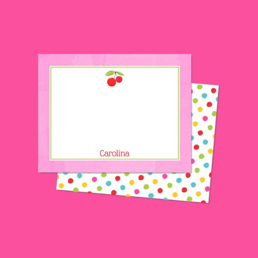 Kersen & Polka Dots Kleurrijke Stationery Notecard Bedankkaart