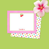 Kersen & Polka Dots Kleurrijke Stationery Notecard Bedankkaart