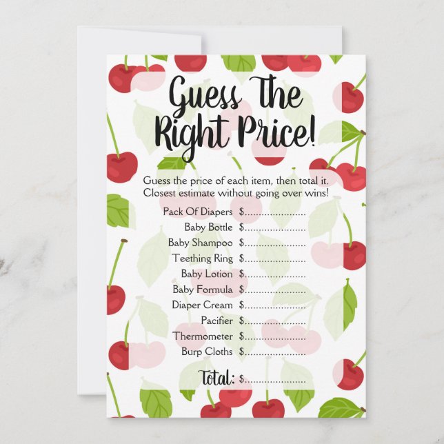 Kersen raden de prijs van het Baby shower (Voorkant)